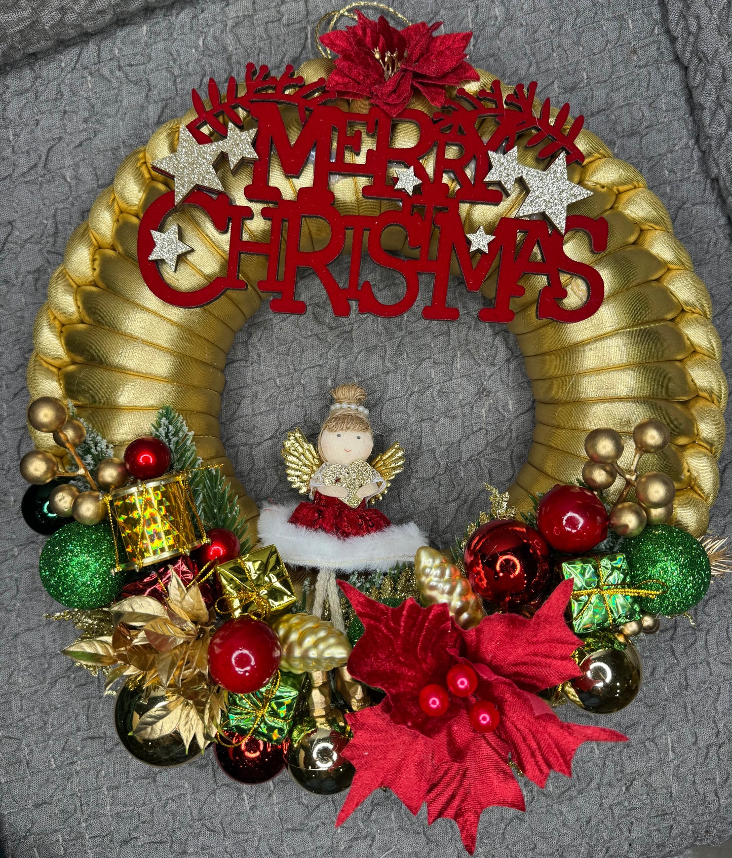 Ghirlanda "Merry Christmas Red & Gold" - Handmade by Mammona