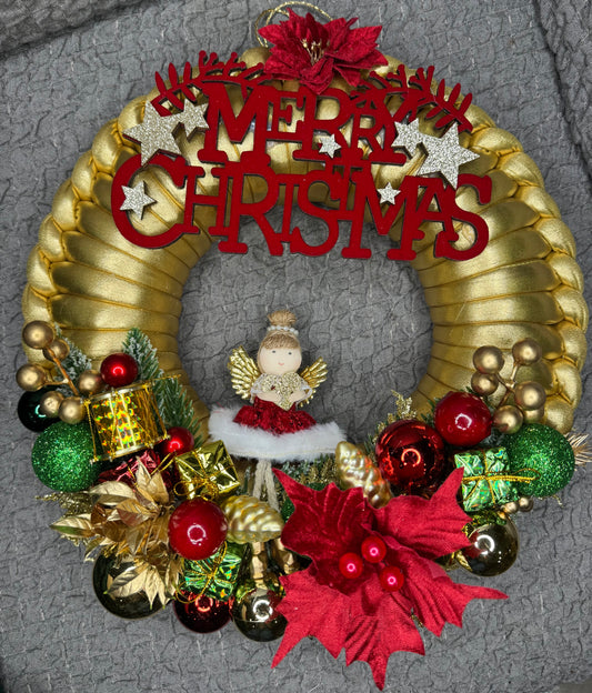 Ghirlanda "Merry Christmas Red & Gold" - Handmade by Mammona