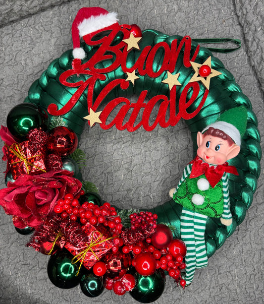 Ghirlanda "Buon Natale" con Elfo - Mammona Handmade"