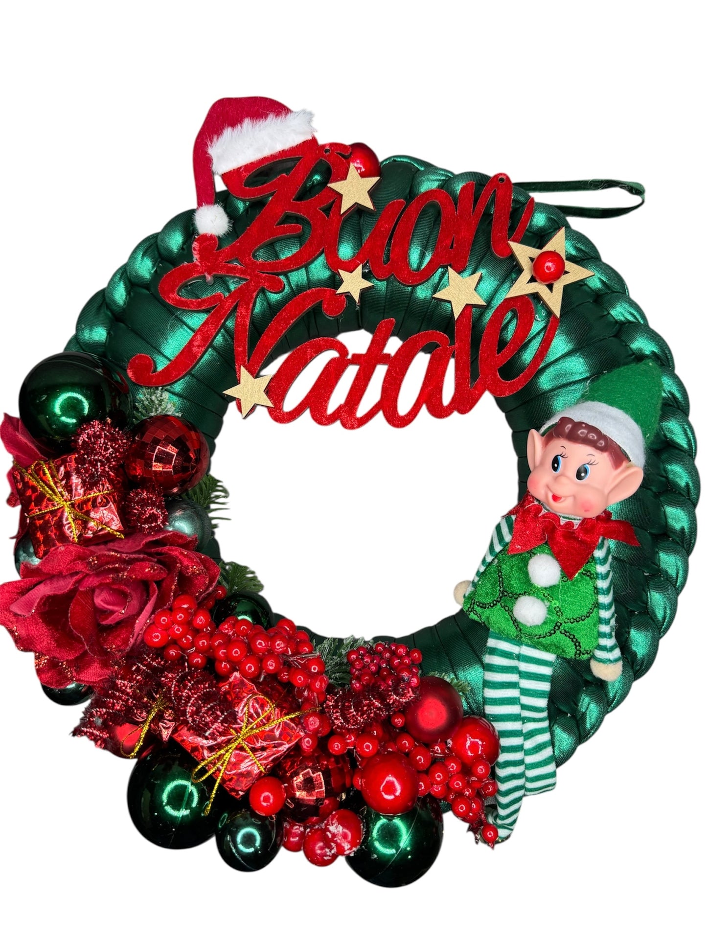 Ghirlanda "Buon Natale" con Elfo - Mammona Handmade"