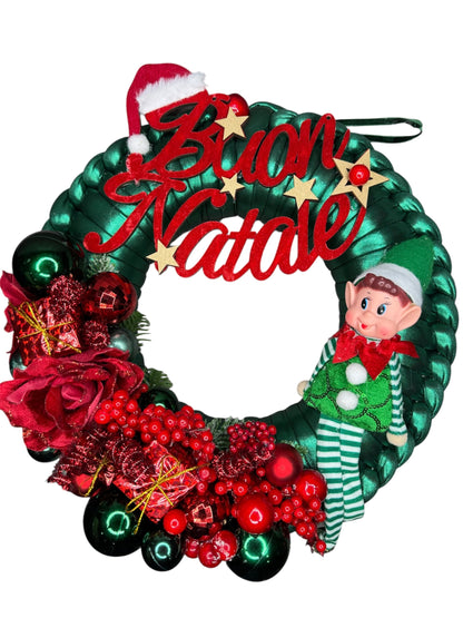 Ghirlanda "Buon Natale" con Elfo - Mammona Handmade"