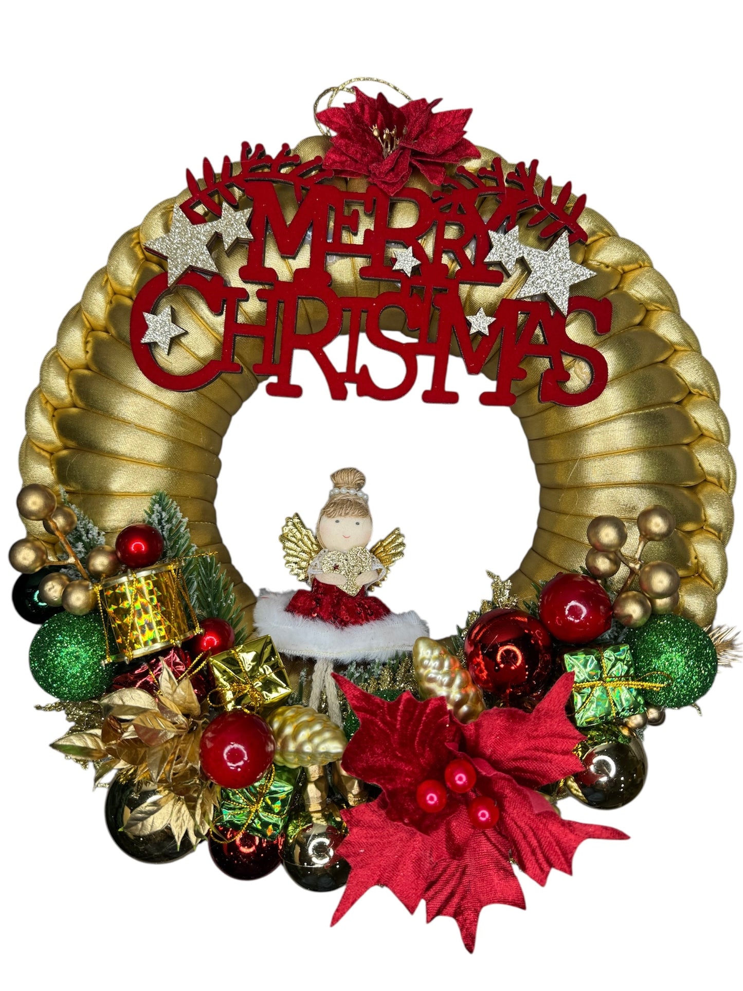 Ghirlanda "Merry Christmas Red & Gold" - Handmade by Mammona