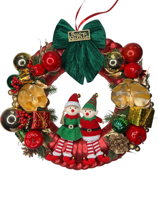 Ghirlanda Natalizia Artigianale "Buon Natale - Gli Elfi di Casa" | Pezzo Unico